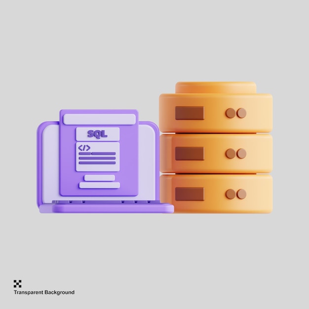 PSD illustrazione di rendering 3d del server sql