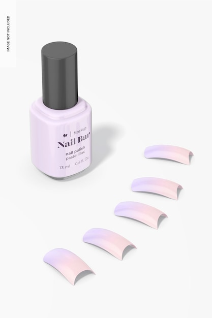 PSD square acrylic nails mockup, with nail polish