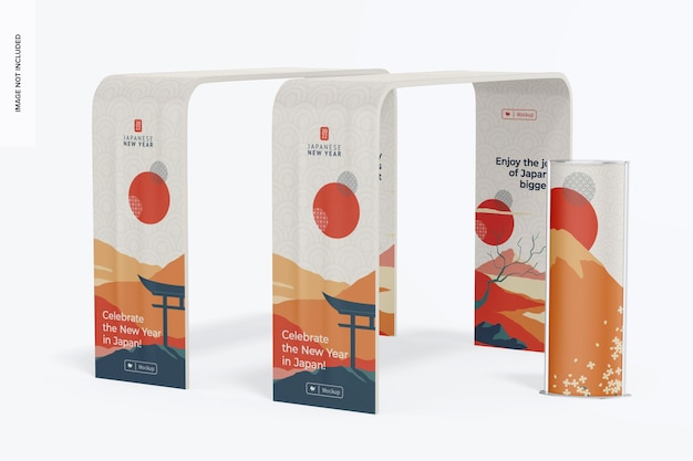 Square Advertising Event Arches with Totem Mockup