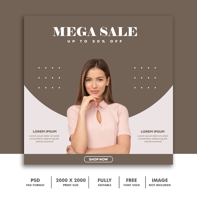 Square banner template,  Beautiful Girl Fashion Model Trendy Sale