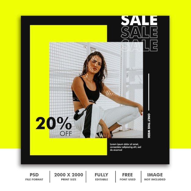 PSD square banner template for instagram, fashion beautiful