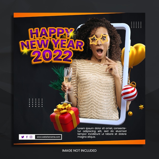 Square banner template for new year celebration