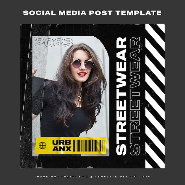 Square banner template urban fashion sale