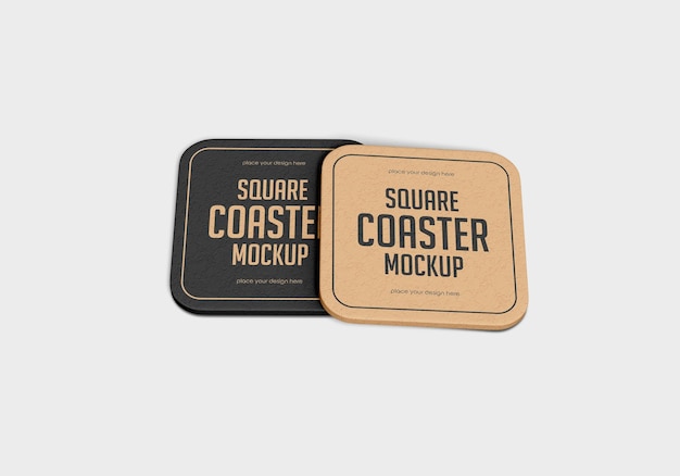 Square beer coaster mockup