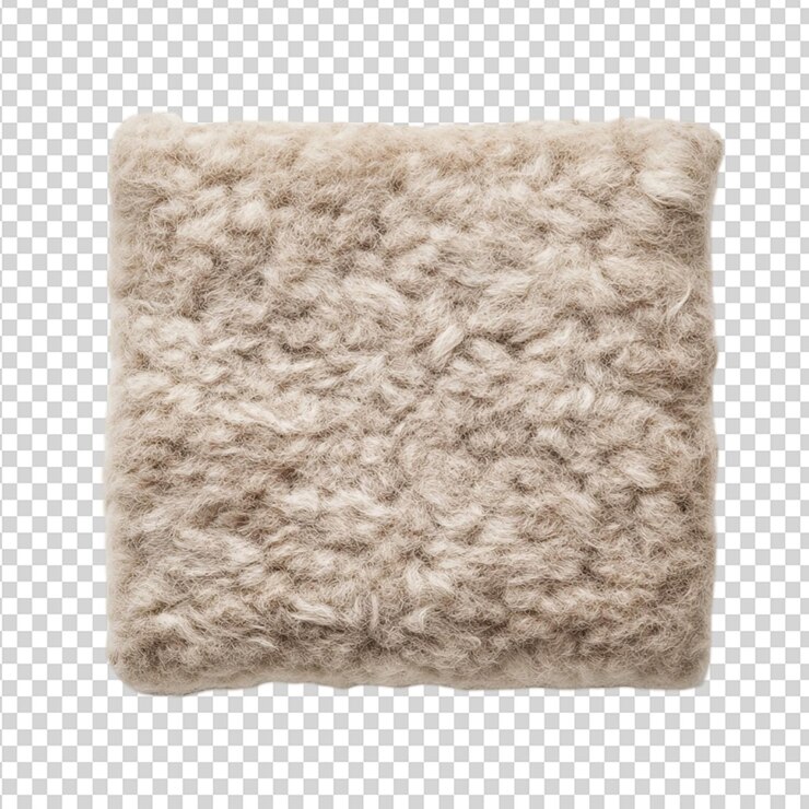 PSD square beige stone block with a rough textured surface isolated on transparent background