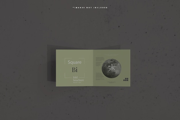 Square bi fold brochure mockup