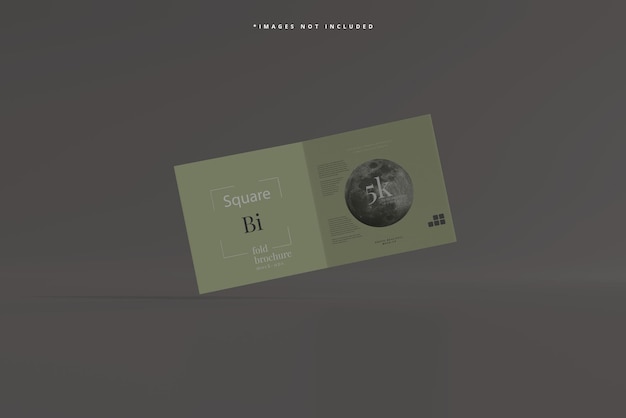 PSD square bi fold brochure mockup