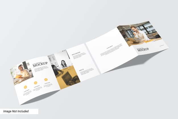 Square bifold brochure mockup perspective view