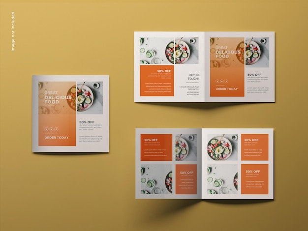 PSD square bifold brochure mockup