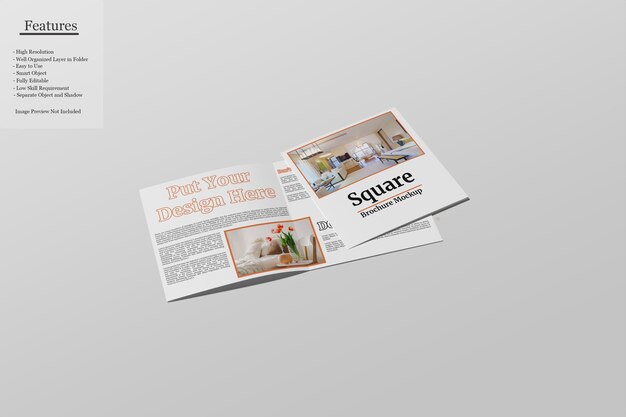 PSD square bifold brochure mockup