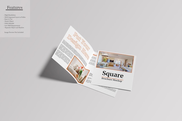 Mockup di brochure bifold quadrato