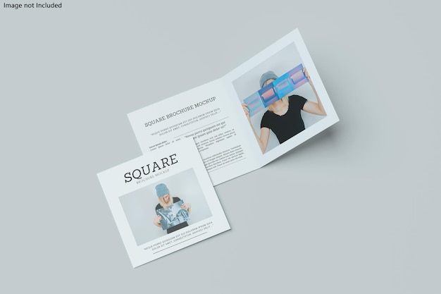 PSD square bifold brochure mockup