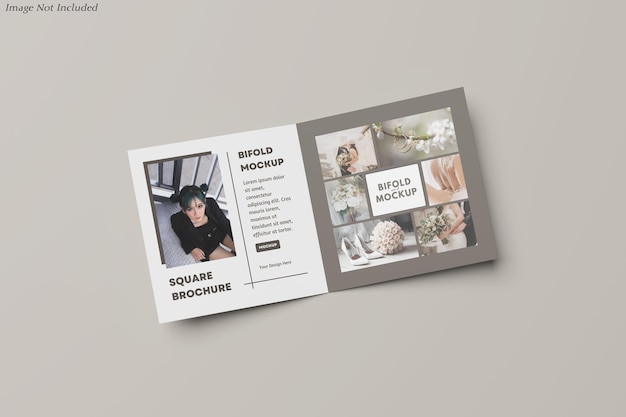 Square bifold brochure mockup