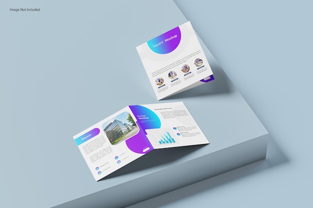 PSD square bifold brochure mockup