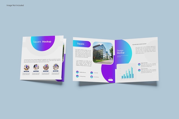 PSD square bifold brochure mockup