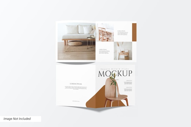 square bifold flyer mockup top view
