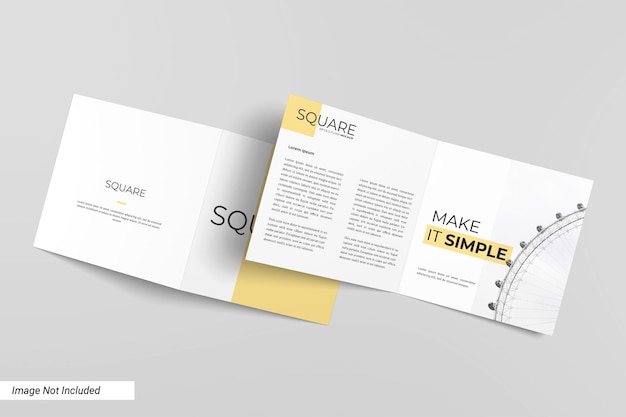 PSD square bifold flyer mockup top view