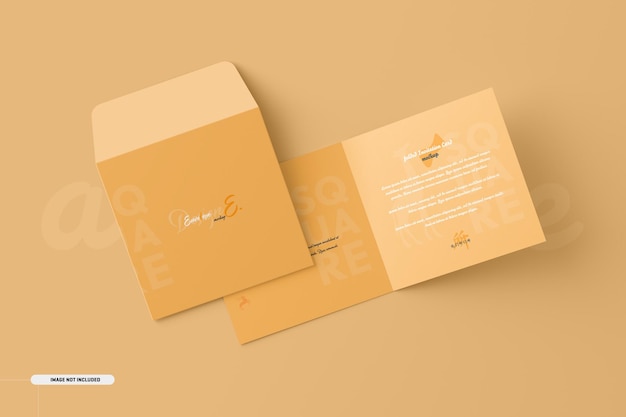 Square bifold invitation card mockup