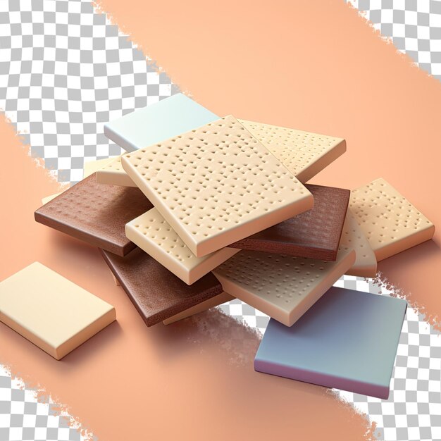 PSD square biscuits on transparent background