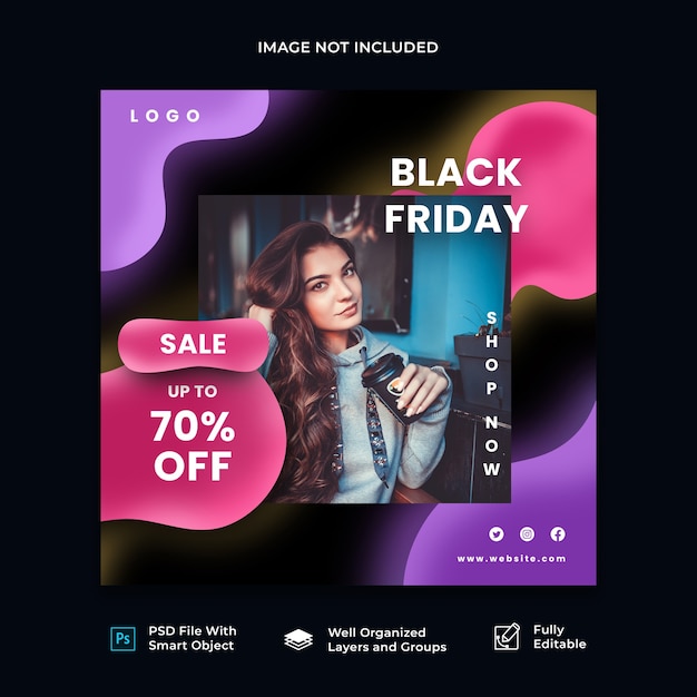 PSD square black friday sale banner template