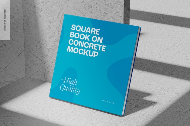 Square book on concrete mockup