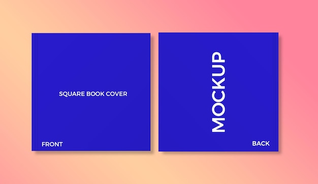 Square book cover mockup front back with smart object easy editable