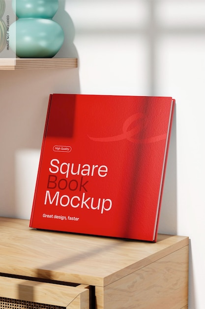 PSD square book in home scenario mockup