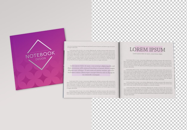 PSD square book isolated mockup