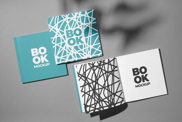 PSD square book or magazine mock-up design