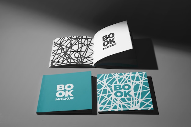 PSD square book or magazine mock-up design