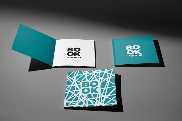 PSD square book or magazine mock-up design