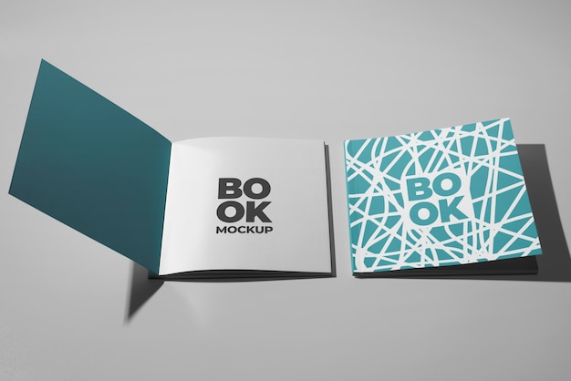 PSD square book or magazine mock-up design