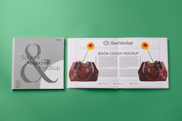 PSD square book mockup design