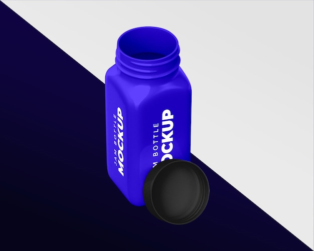 PSD Макет квадратной бутылки, макет пластиковой бутылки, реалистичный дизайн макета бутылки, макет бутылки с брендингом