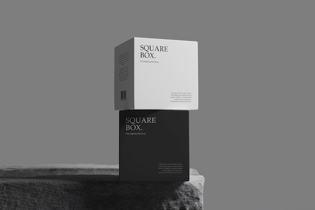 PSD square box design mockup