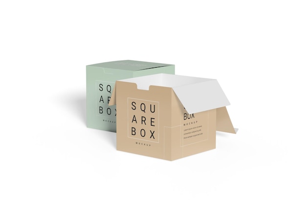 Square Box Mockup 3D Rendering