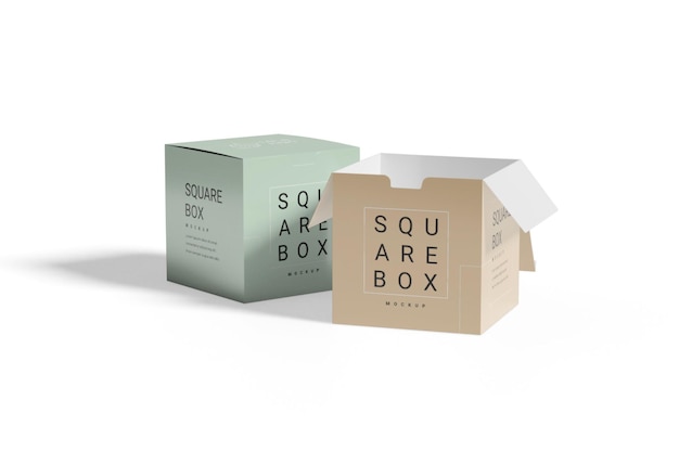 Square box mockup 3d rendering