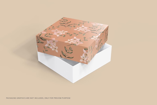 Square box packaging mockup