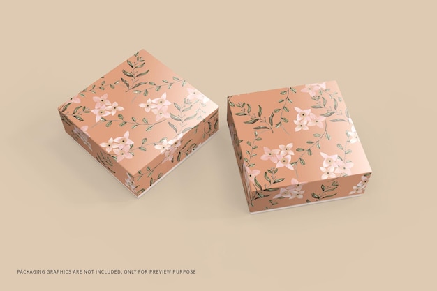 Square box packaging mockup