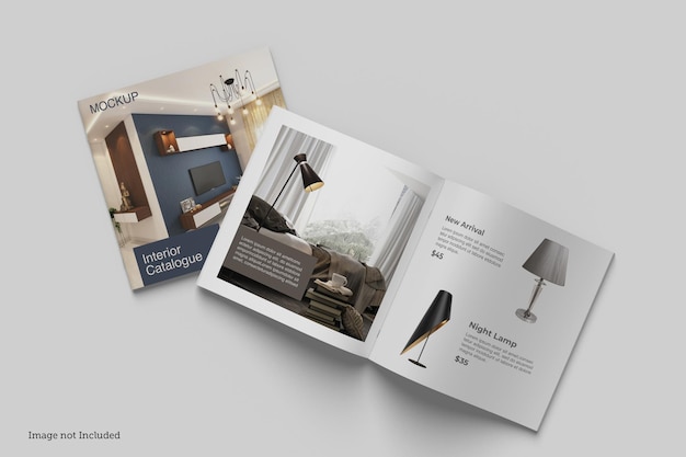 Square Brochure and Catalog Mockup Rendering Design