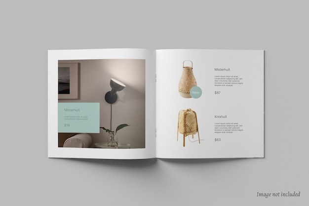 Brochure quadrata e mockup del catalogo