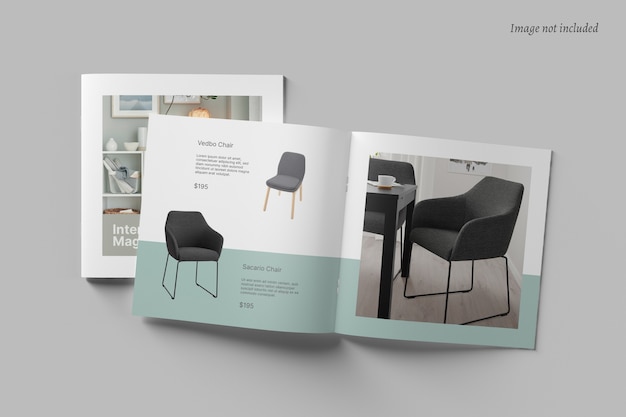 Brochure quadrata e mockup del catalogo