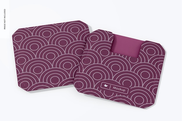 Square Business Card Holders Mockup, Front and Back View