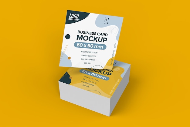 Square business card mockup in 3d rendering