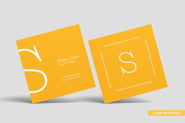PSD square business card mockup front view