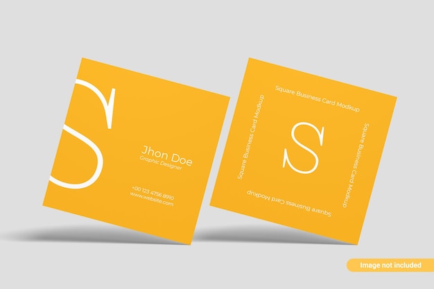 PSD square business card mockup front view