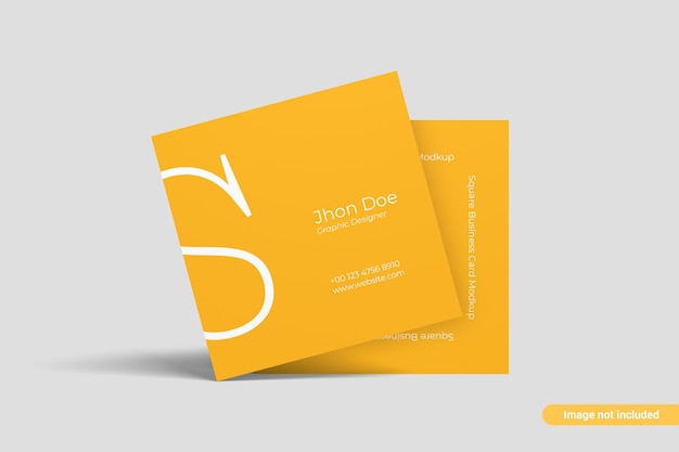 PSD square business card mockup front view