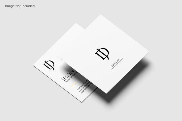 square business card mockup perspective view