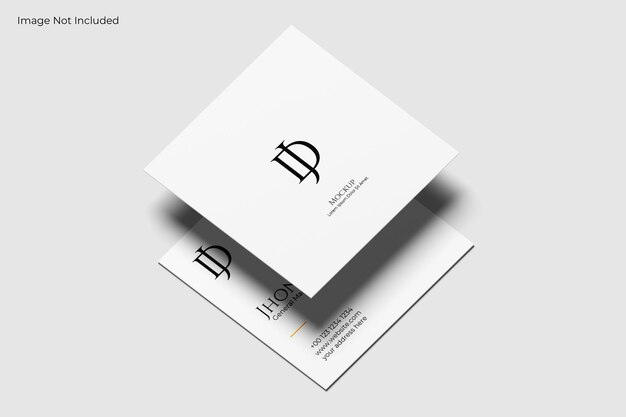 square business card mockup perspective view