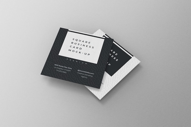 Square business card mockup psd template